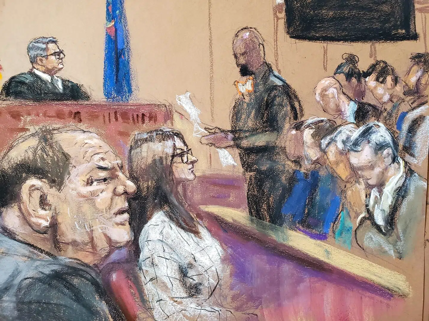 Jury formanden læser skyldigdommen op. Harvey Weinstein risikerer op til 29 års fængsel.