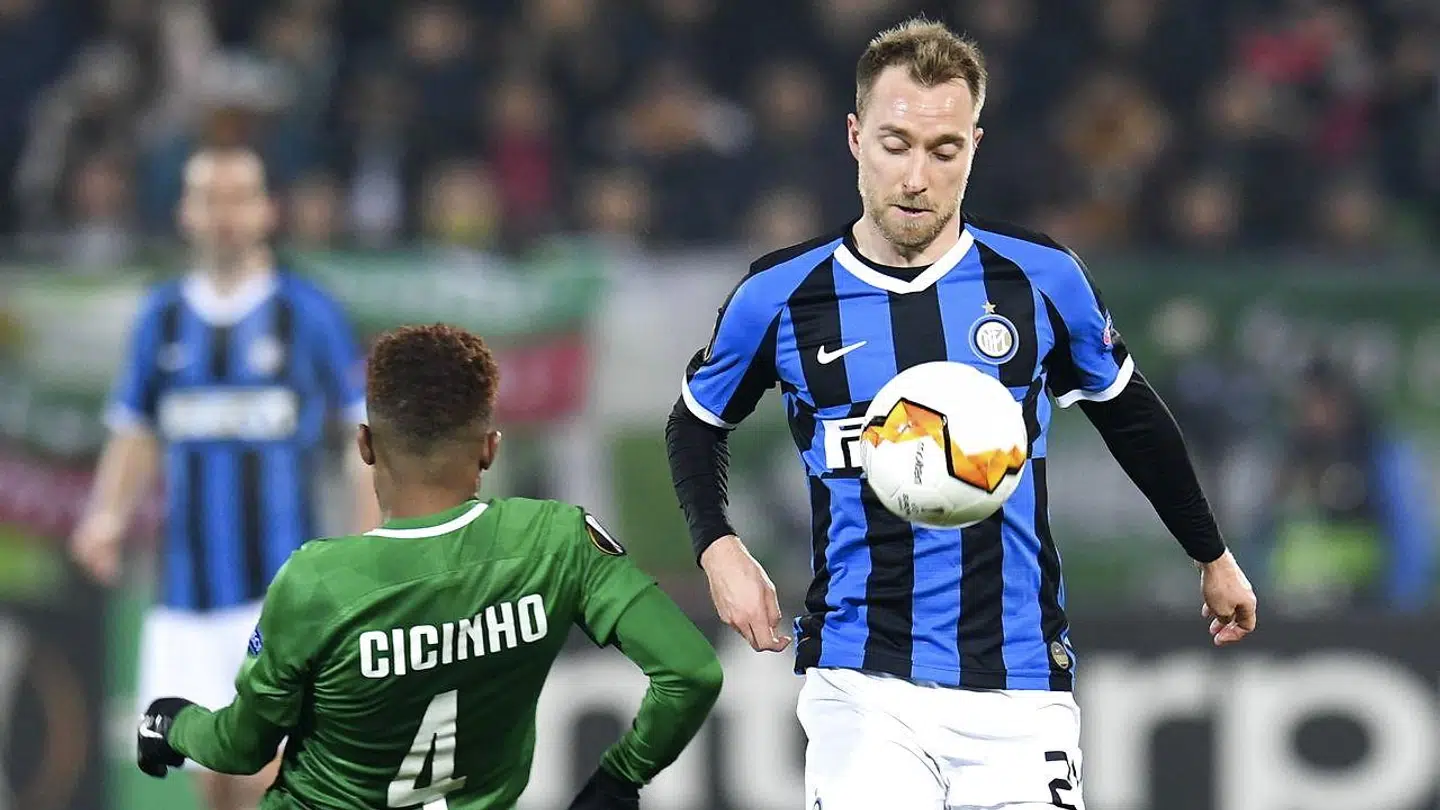 Eriksen før han scorer sit første mål for Inter.