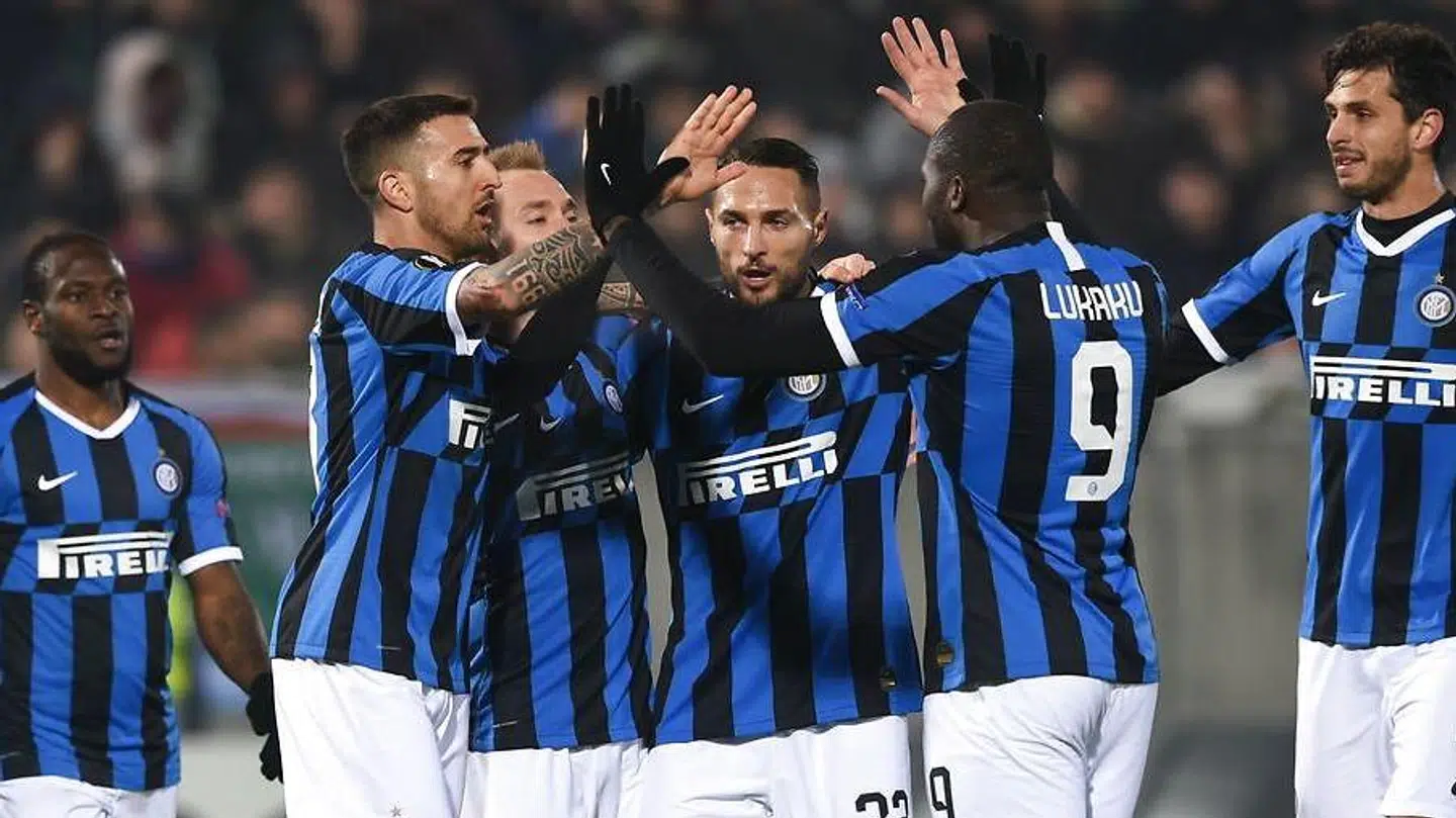 Jubel efter Eriksens scoring.