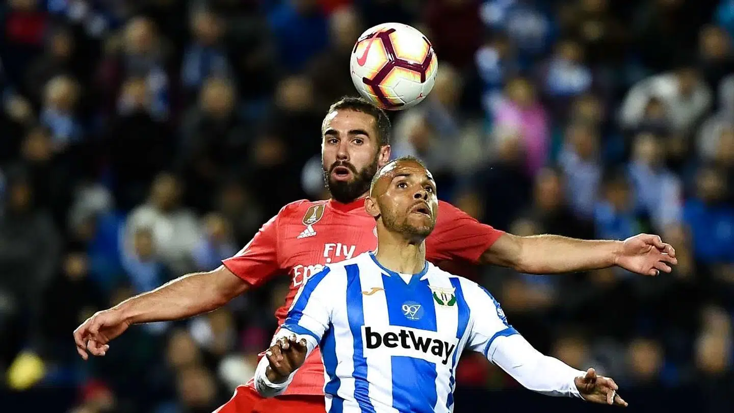 Real Madrids Dani Carvajal i aktion mod Leganes' danske angriber Martin Braithwaite.