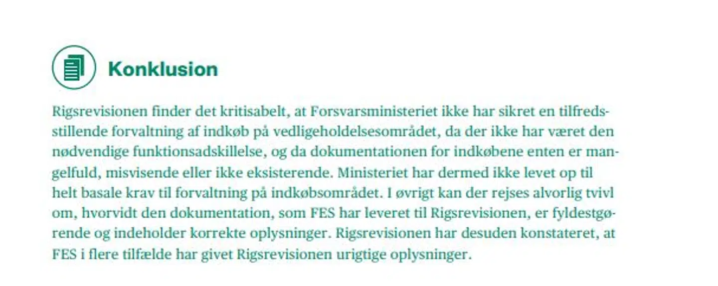 Rigsrevisionens rapport om indkøb hos Forsvarsministeriets Ejendomsstyrelse viser markant hårdere kritik af kontrollen med indkøbene, end Forsvarsministeriets kontorchef lagde op til i mail 9. oktober.