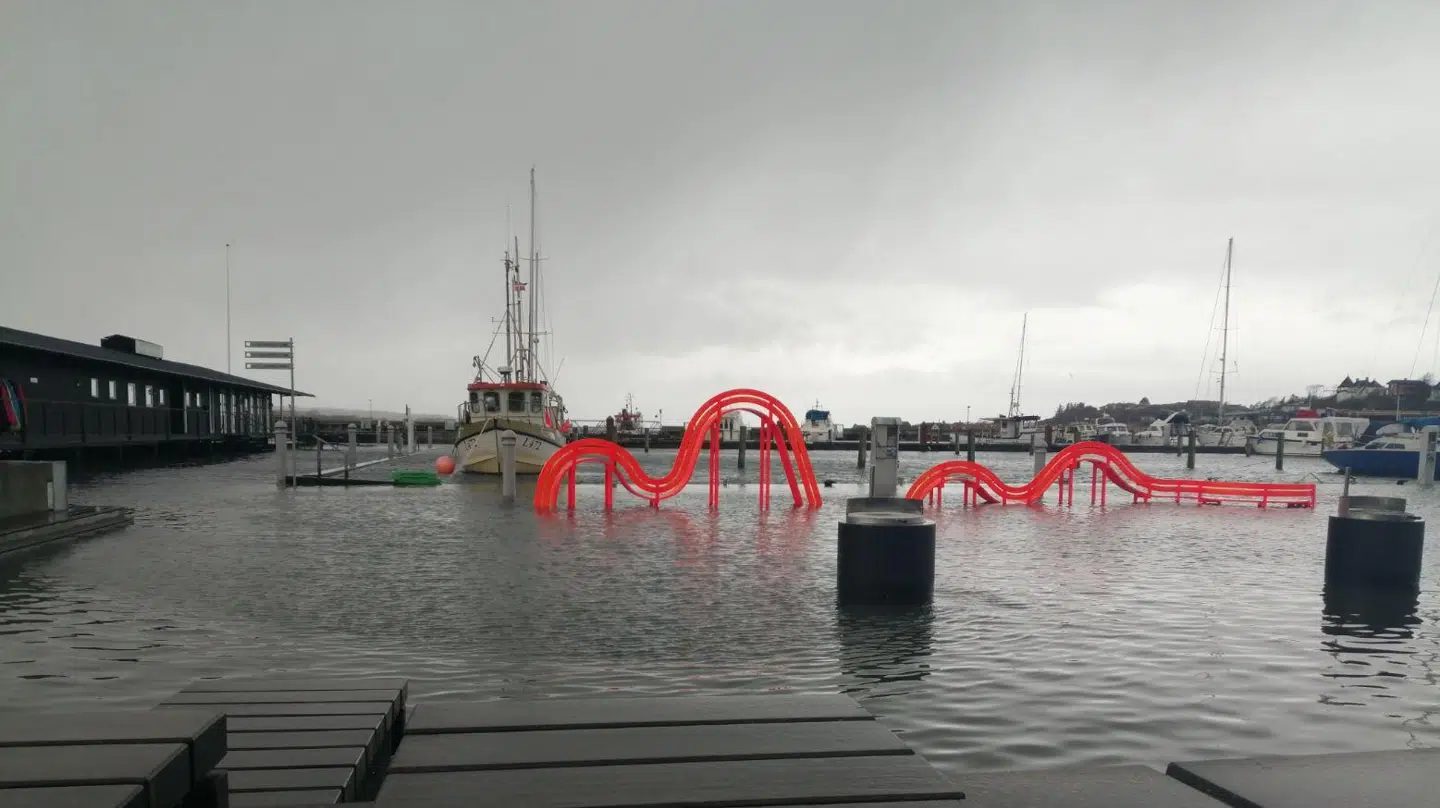 Havnen i Lemvig oversvømmet