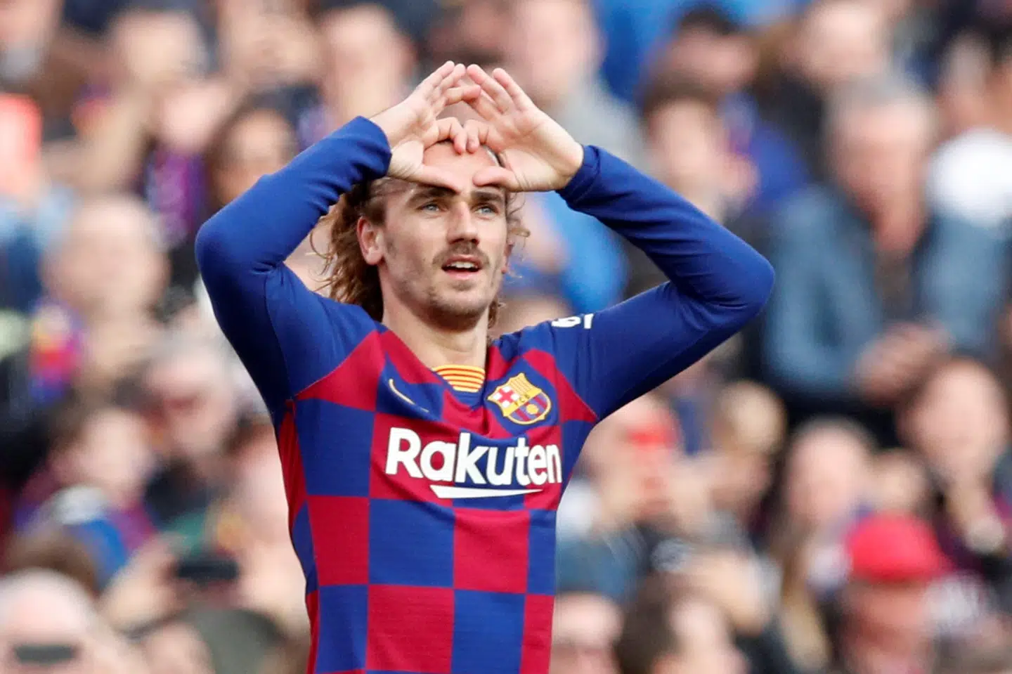 Antoine Griezmann bragte Barcelona i front med 1-0, da Barcelona lørdg slog Getafe med 2-1 i den spanske liga. Albert Gea/Reuters