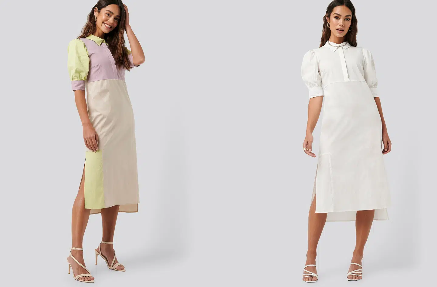 Puff Sleeve Panel Dress fra NA-KD