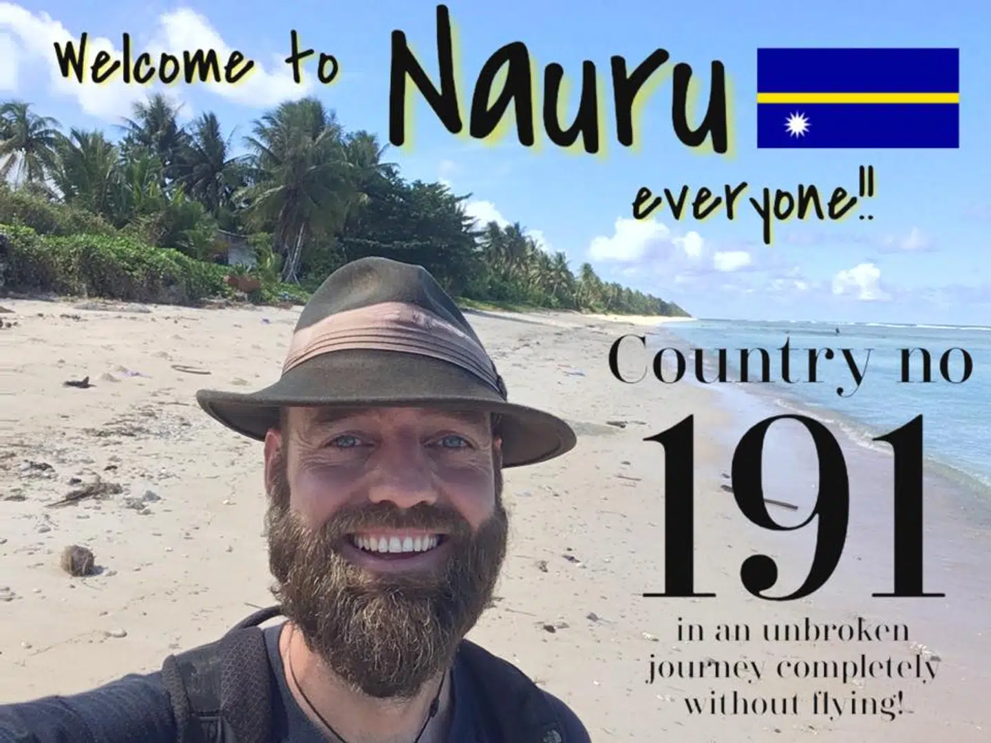 Et billede fra Torbjørns blog, da han kom til det 191. land, Nauru.