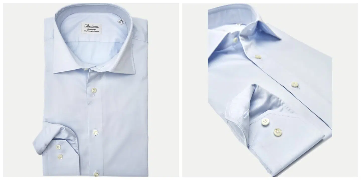 Klassisk lyseblå eller hvid skjorte fra Stenströms