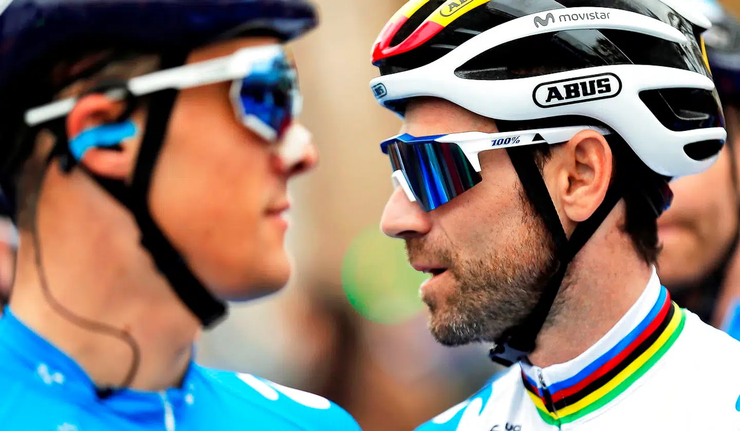 Alejandro Valverde (th.) har været i aktion i denne sæson, her ved onsdagens første etape af Volta a la Comunidad Valenciana.