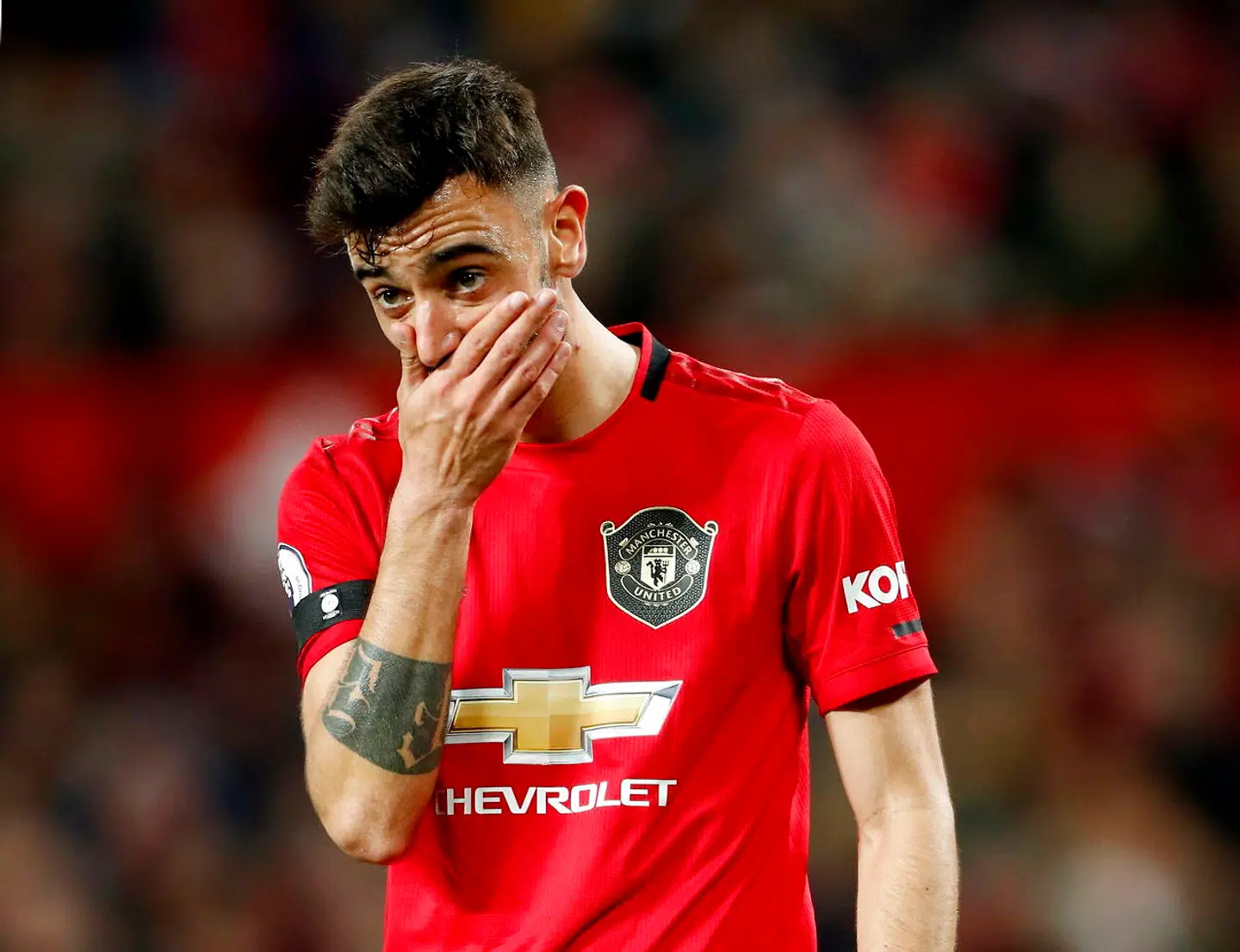 Bruno Fernandes spillede sin første kamp for Manchester United mod Wolverhampton.