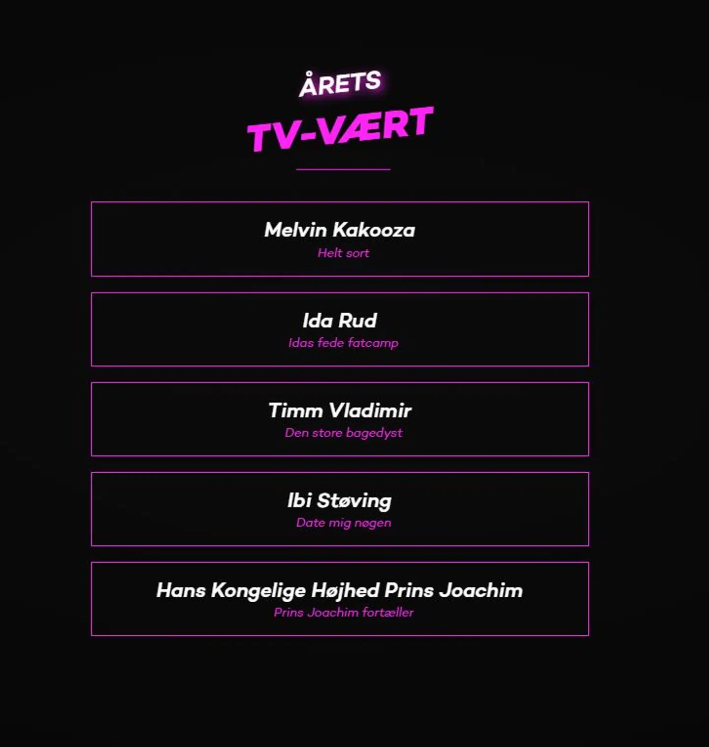De nominerede til prisen 'Årets tv-vært'.