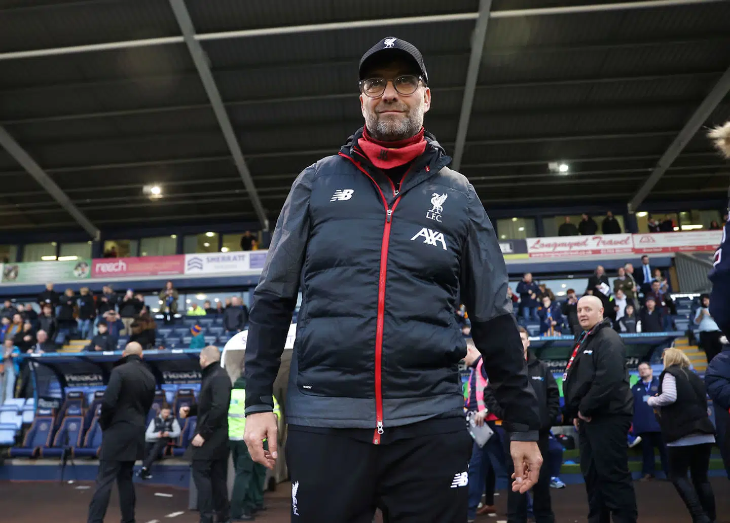 Liverpool-manager Jürgen Klopp til kamp mod Shrewsbury. Han deltager ikke i de to holds omkamp.