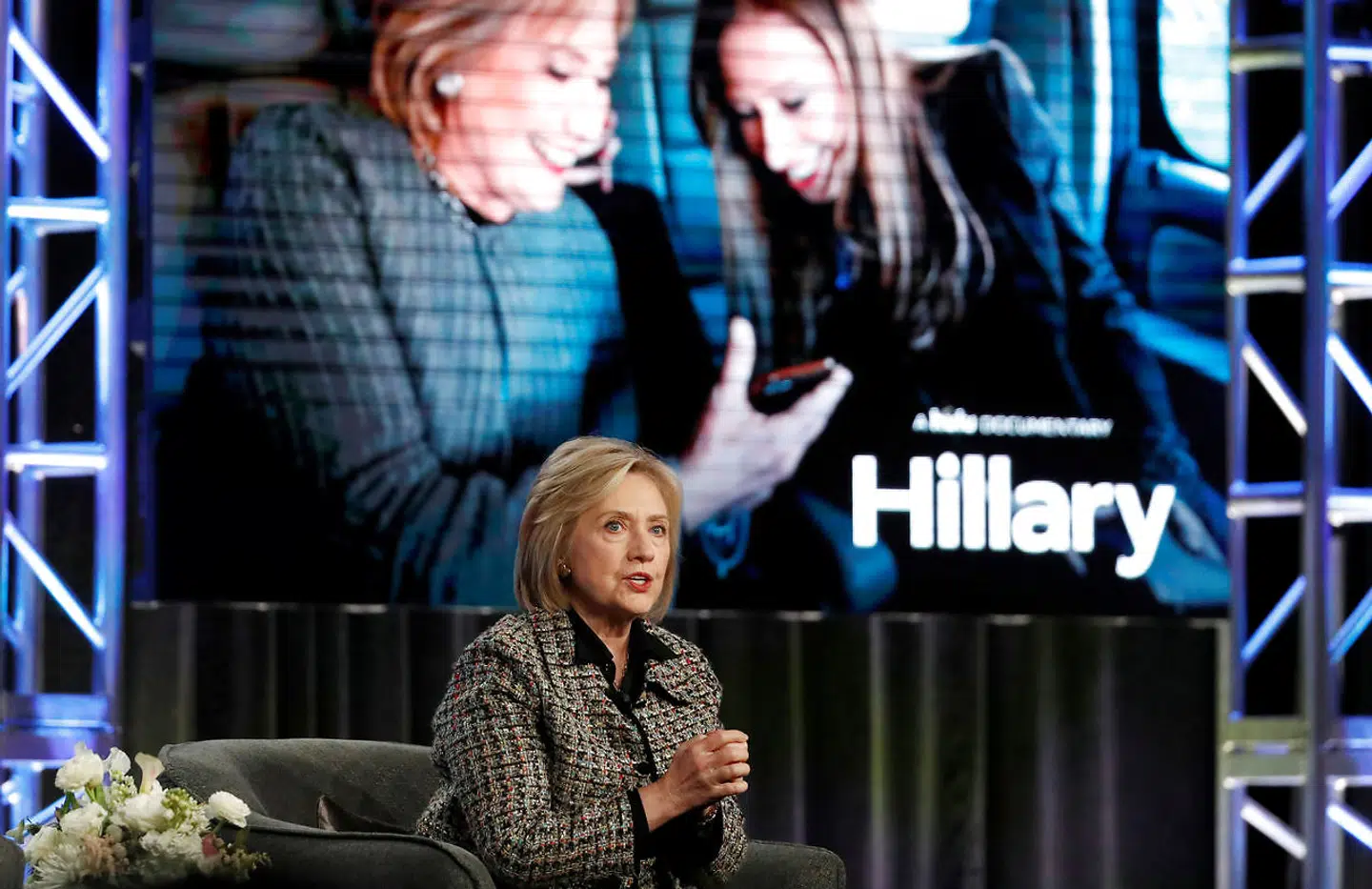 Den tidligere udenrigsminister Hillary Clinton ved præsentationen af dokumentarfilmen 'Hillary'. REUTERS/Mario Anzuoni