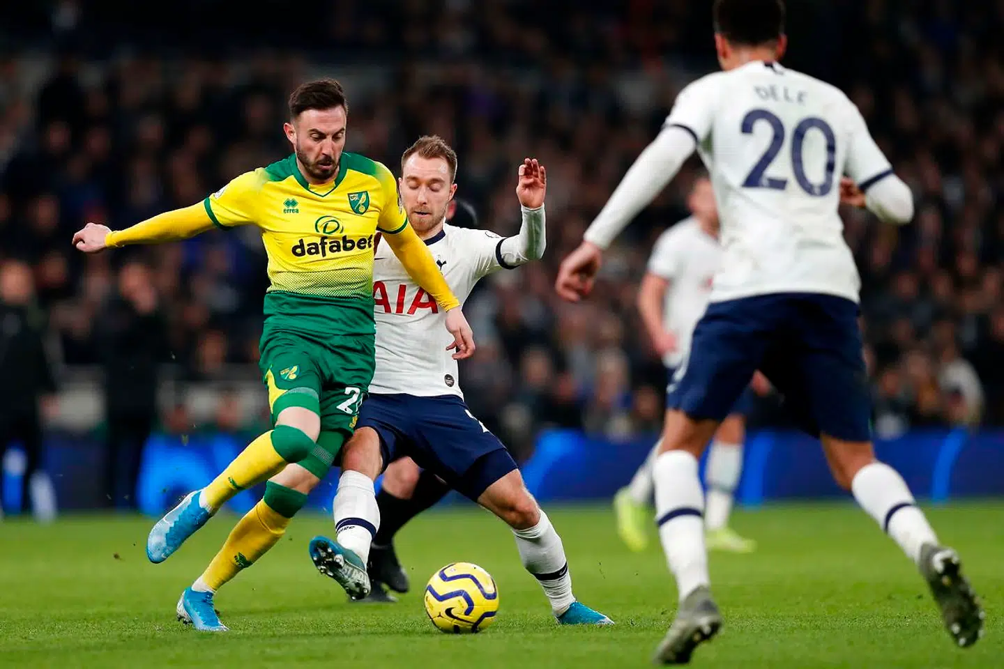 Christian Eriksen var på banen for Tottenham mod Norwich, onsdag aften.