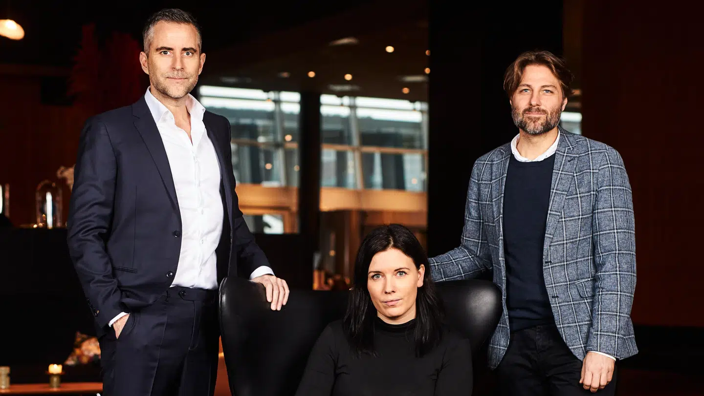 Mette Neerup Mariager med sine to investorer: Jacob Risgaard og Jesper Holst Schmidt.