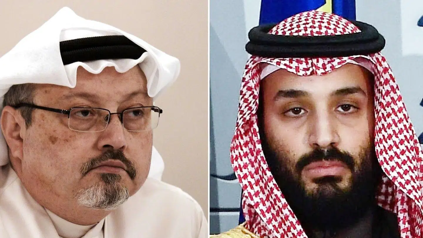 Til venstre journalist Jamal Khashoggi, som blev dræbt i efteråret 2018. Til højre kronpris Mohammed bin Salman, der nægter at have beordret drabet.