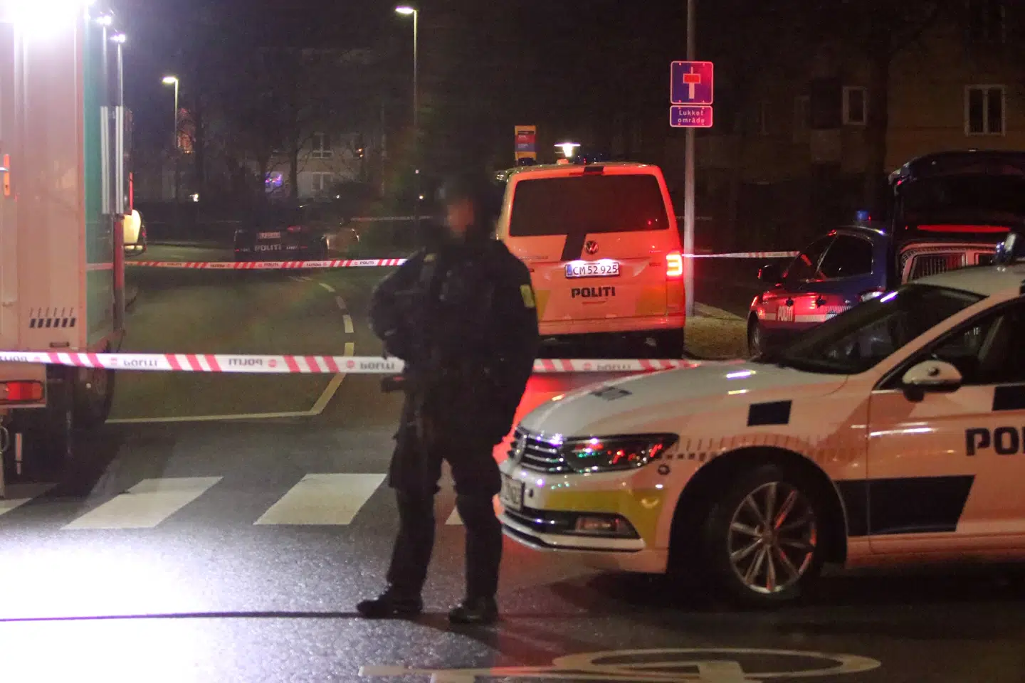 Politiet til stede efter skyderi i Køge. Foto: Mathias øgendal/ presse-fotos.dk