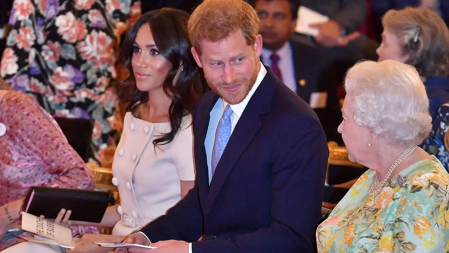 (ARKIV) Prins Harry og hertuginde Meghan sammen med dronning Elizabeth i London 2018.