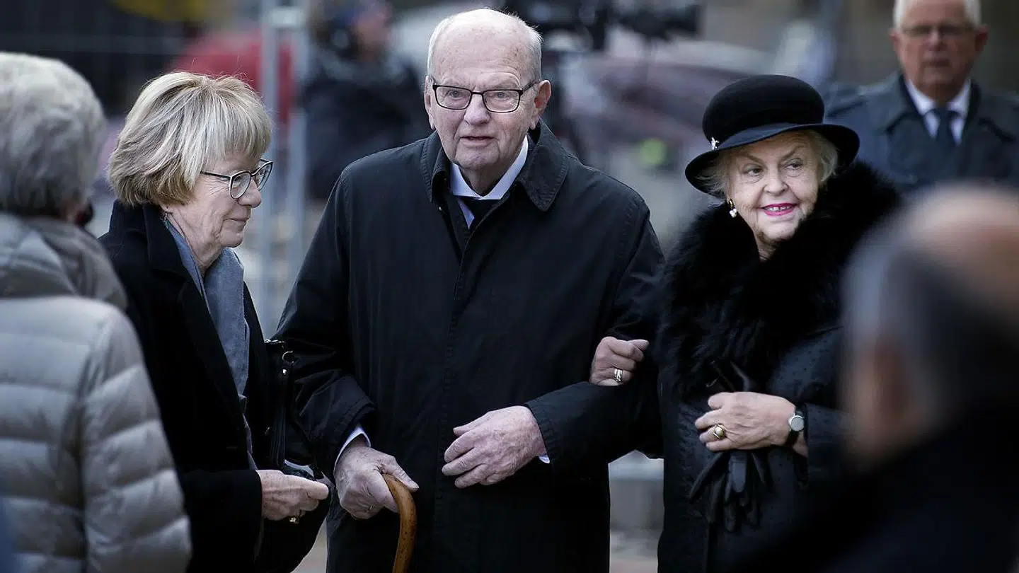 Søren Haslund-Christensen og Marianne Haslund-Christensen ankommer til Castrum Doloris i februar 2018 for særligt indbudte i Christiansborg Slotskirke, da prins Henrik er død.