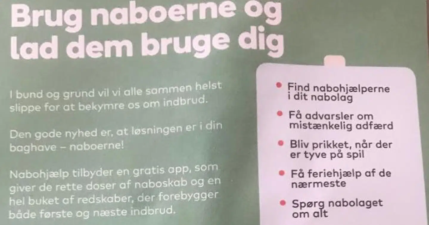I folderen 'Nabohjælp og naboskab alle ugens dage' står eksempelvis, at naboerne skal sørge for feriehjælp hos hinanden. Selv om Steen Winther-Petersen ringede 112, da han hørte indbrud hos naboen, kom politiet ikke. Foto: Thomas Nørmark Krog