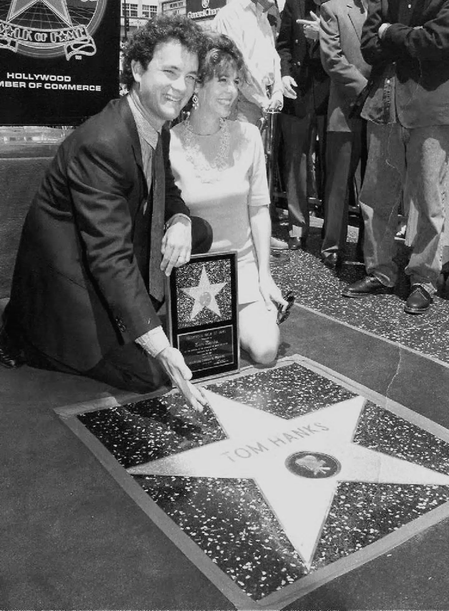 Her ses Tom Hanks, da han modtog en stjerne på 'Walk of Fame' i Hollywood.