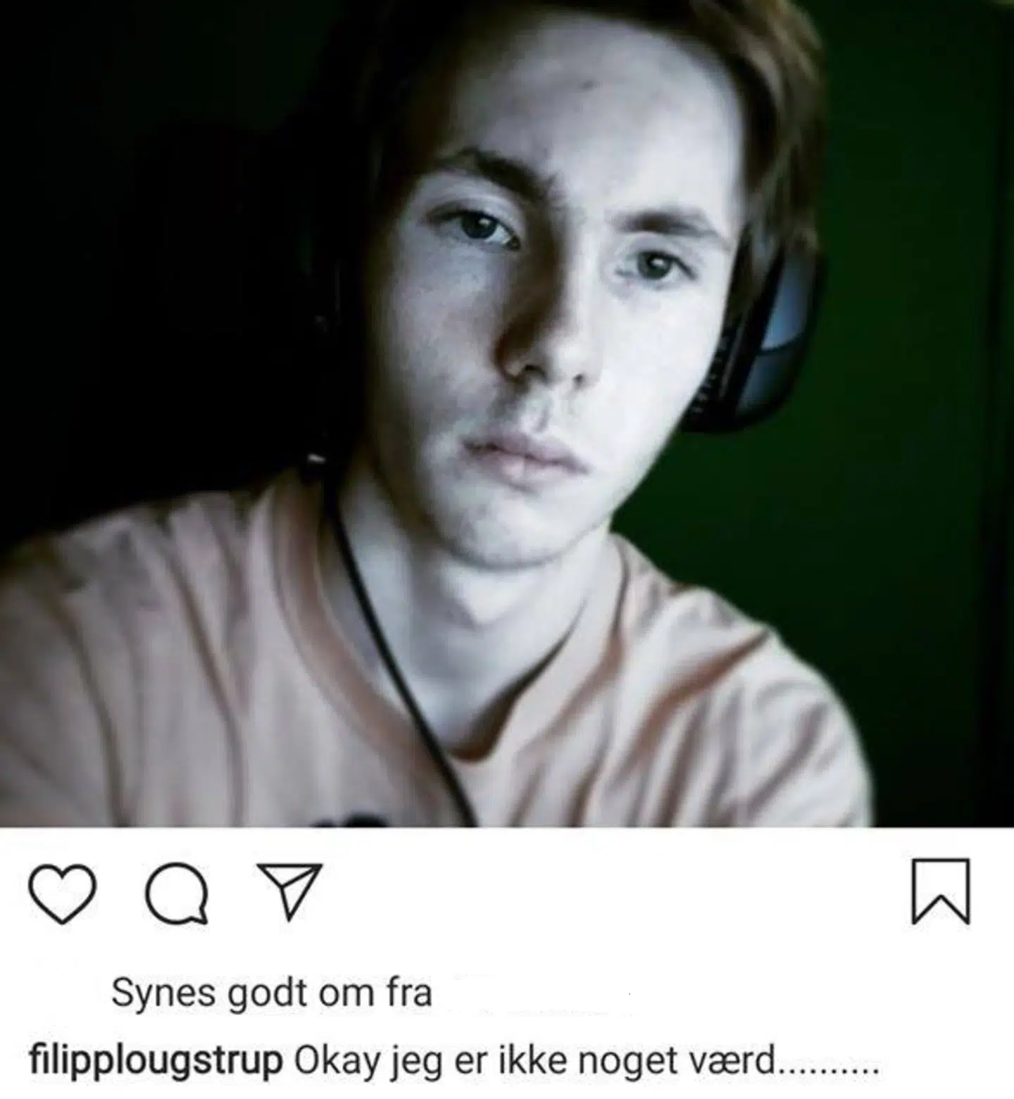 Screendumps fra Filip Nielsens Instagramprofil, da sygdommen havde overtaget hans tanker.