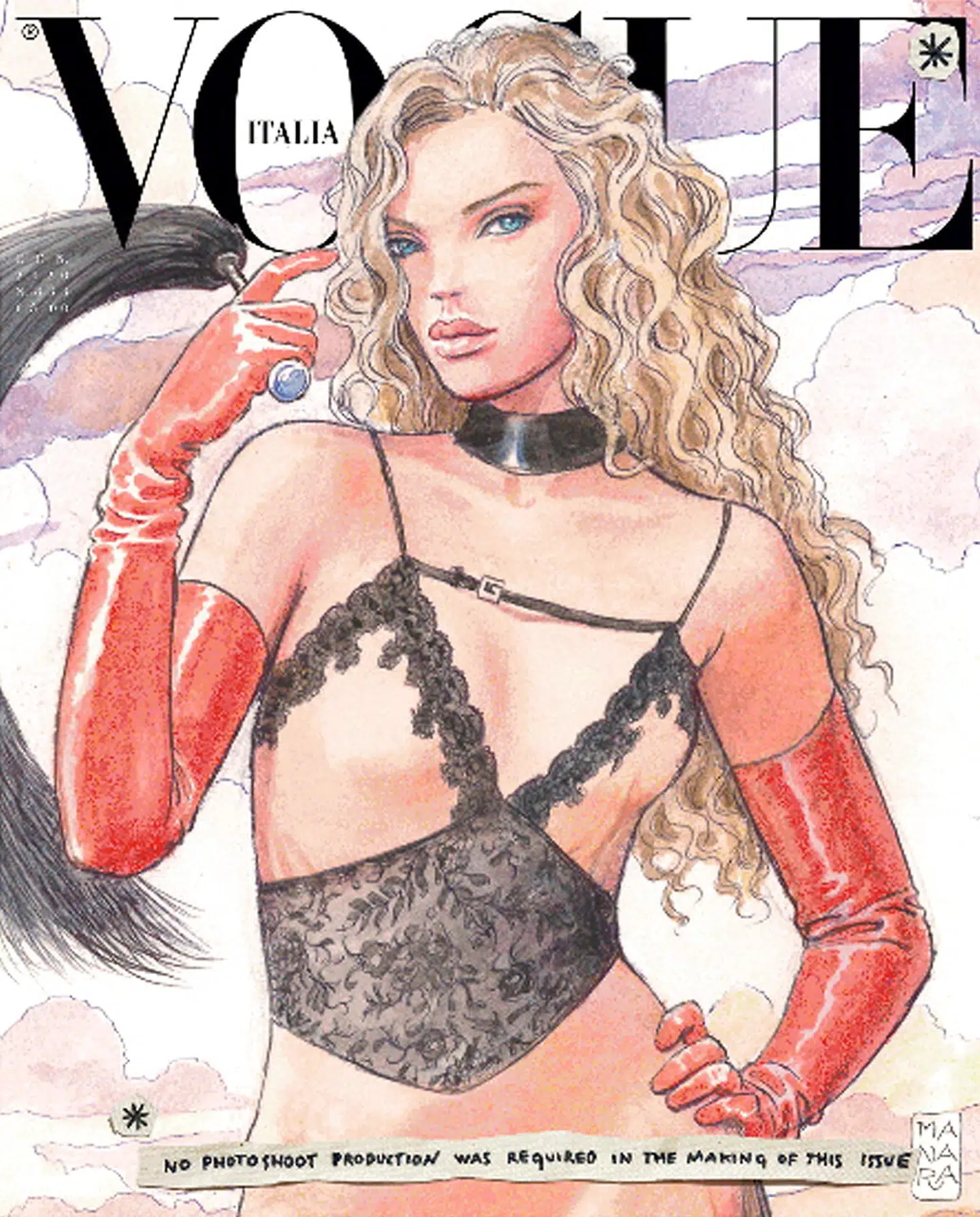 Sådan så en af illustrationerne på Vogue Italia ud - i stedet for et klassiske photoshoot.