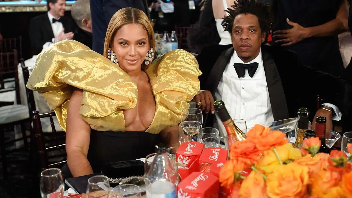 Beyonce Knowles-Carter og Jay-Z under showet.