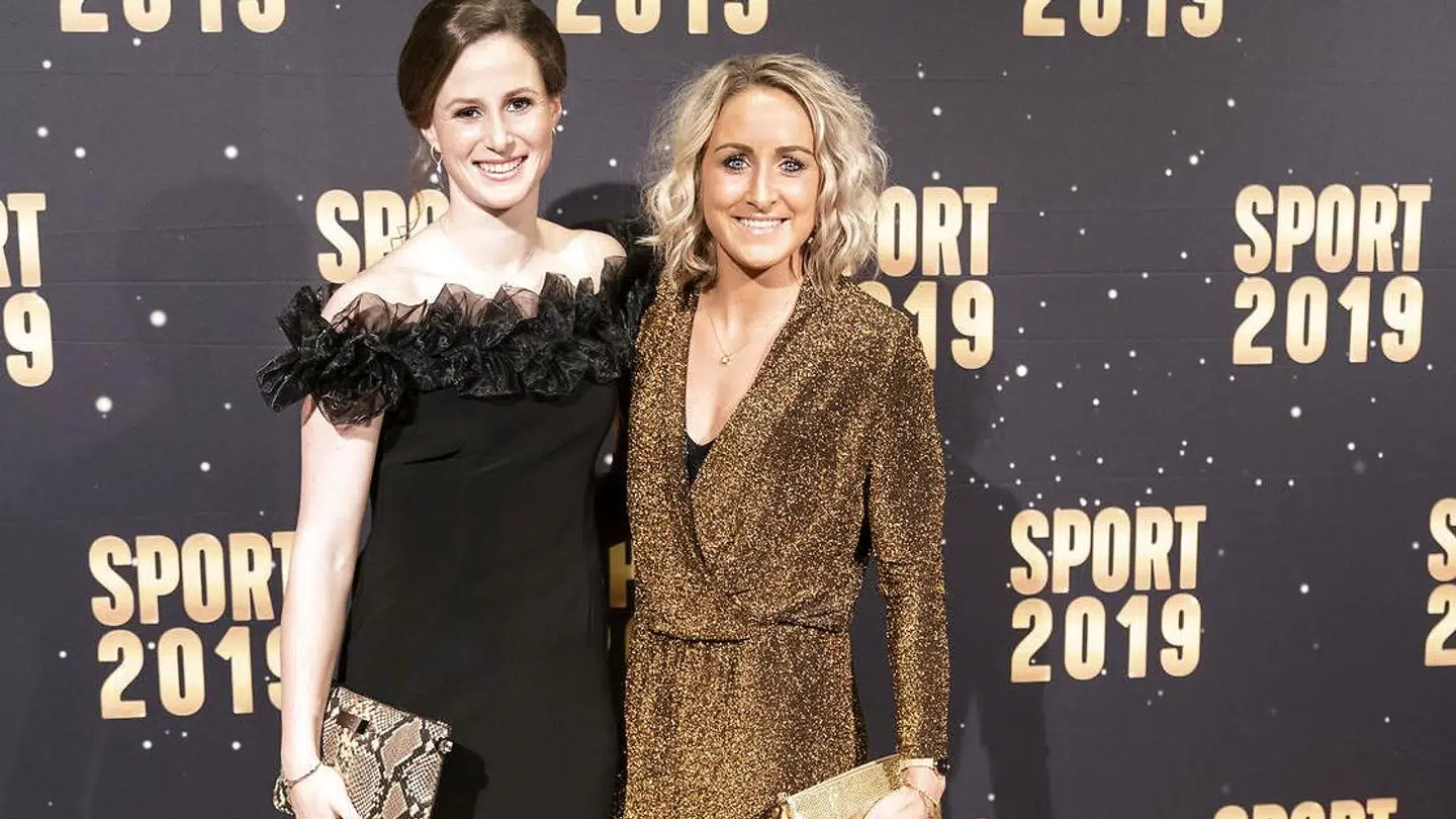 Nicoline Sørensen og Sanne Troelsgaard ses her ved "den røde løber" før DR's Sport 2019 show i Jyske Bank Boxen i Herning , lørdag den 4. januar 2020. Sport 2019 byder på ialt 12 sportspriser og et ny medlem af Hall of Fame.. (Foto: Henning Bagger/Ritzau Scanpix)