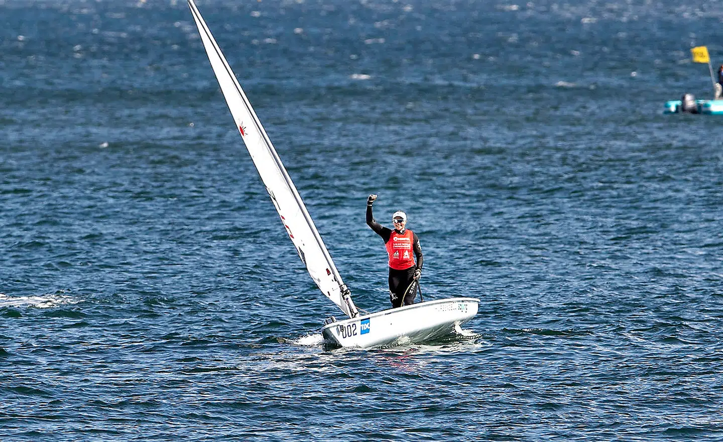 Anne-Marie Rindom på vej ind efter at have vundet VM-bronze i Laser Radial, fredag 10. august 2018. VM i sejlsport i Aarhus, Hempel Sailing World Championships, slutter søndag 12. august. (Foto: Henning Bagger/Ritzau Scanpix)