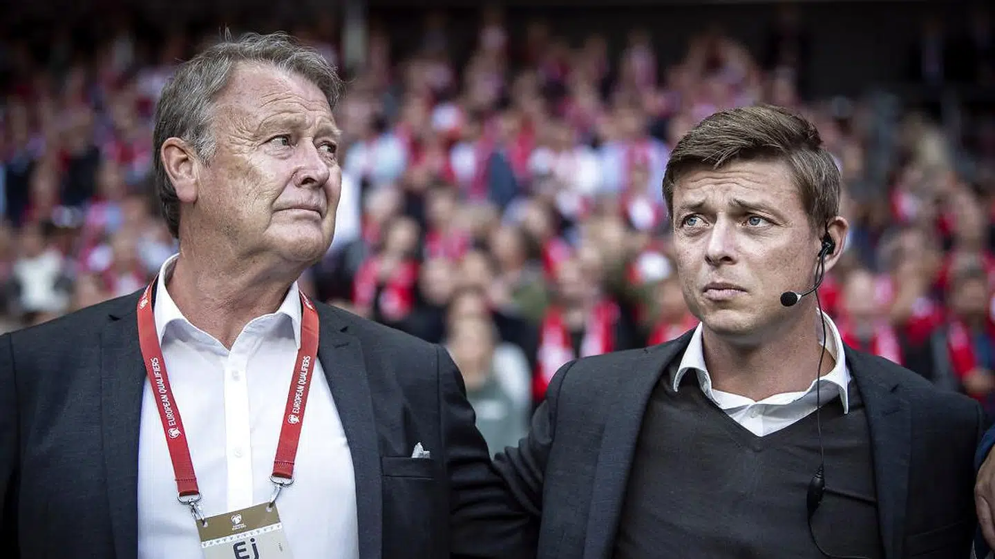 Danmarks Landstræner Åge Hareide og ass. træner Jon Dahl Tomasson under EM-kvalifikationkampen mellem Danmark - Irland i Telia Parken, fredag den 7 juni 2019.