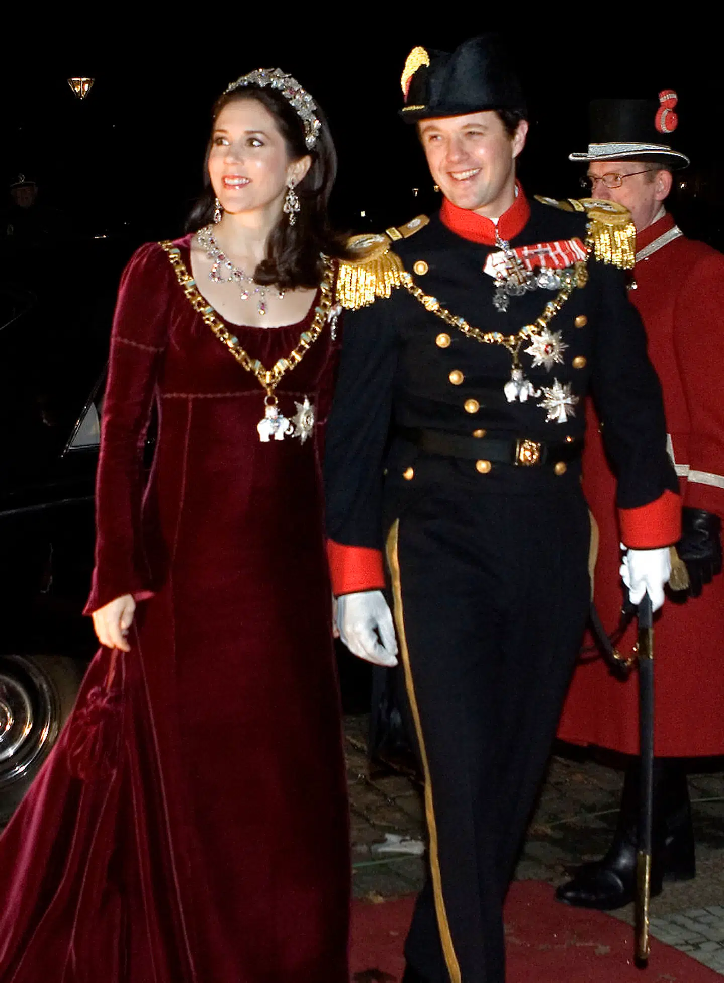 Kronprinsesse Mary og kronprins Frederik ved nytårstaflet i 2007.