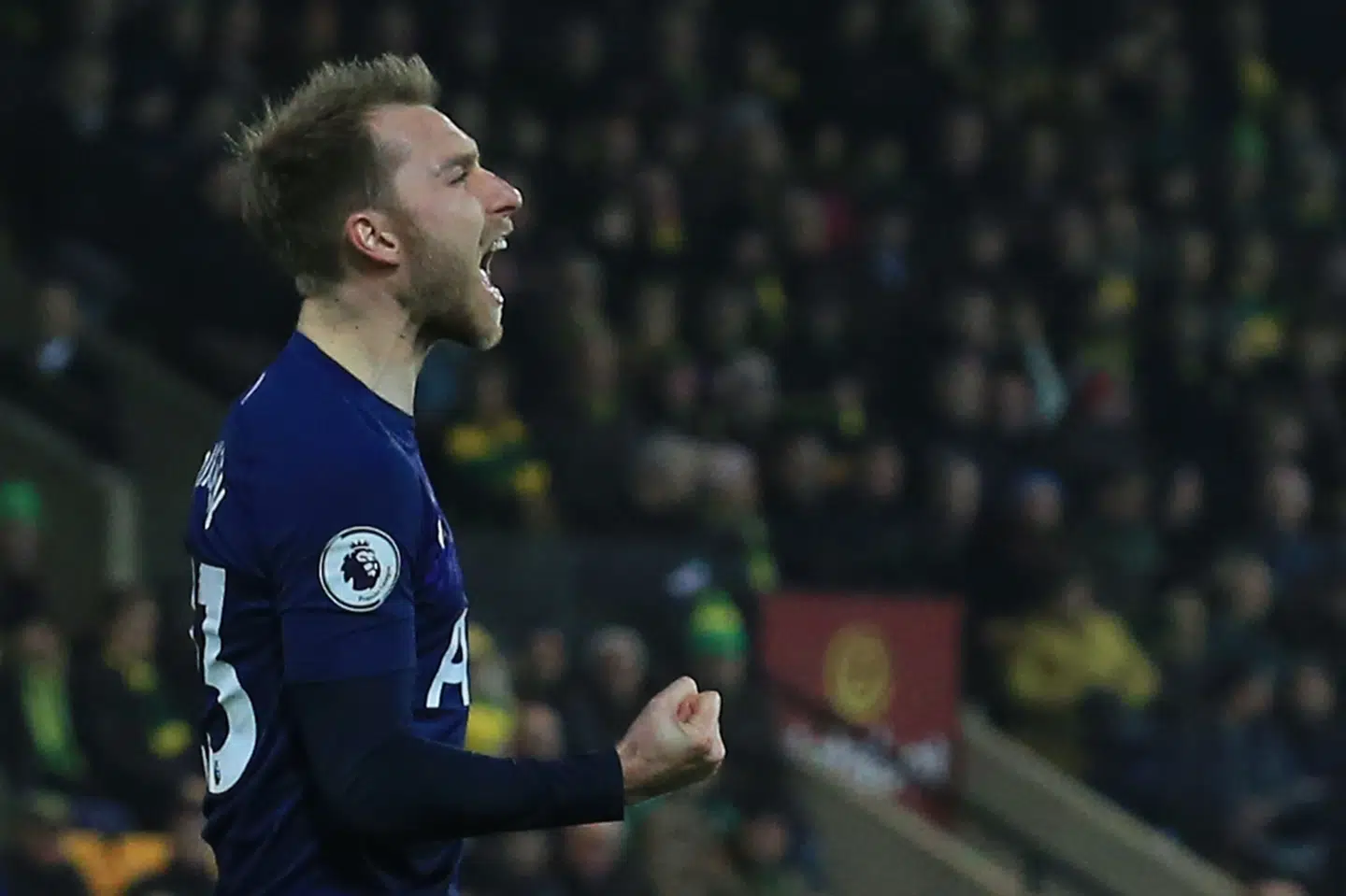 Christian Eriksen udlignede til 1-1, da Tottenham spillede 2-2 ude mod Norwich i Premier League. Lindsey Parnaby/Ritzau Scanpix