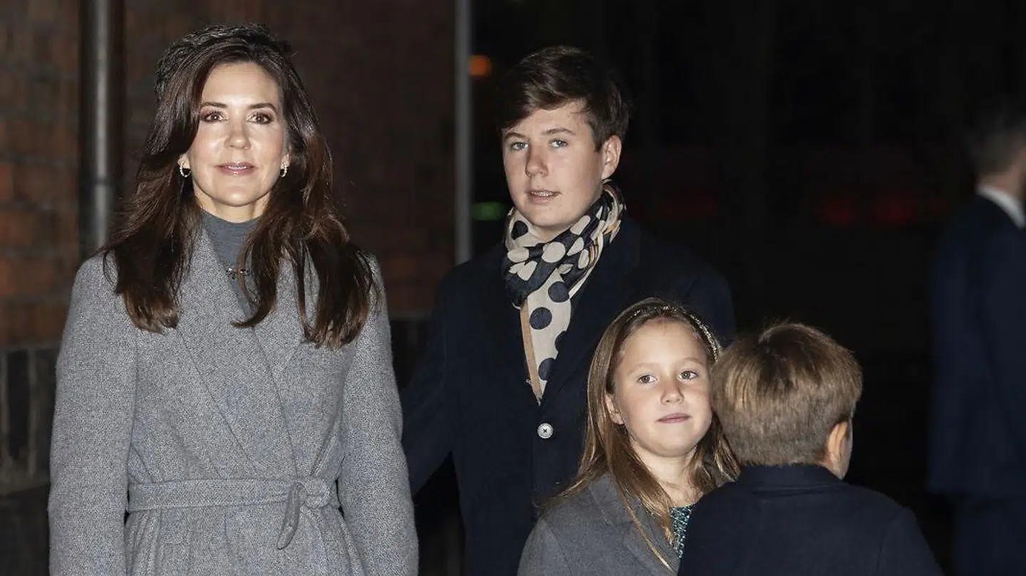 H.K.H. Kronprinsessen, H.K.H. Prins Christian, H.K.H. Prinsesse Josephine og H.K.H. Prins Vincent. Den kongelige familie deltager i julegudstjenesten i Aarhus Domkirke, tirsdag den 24. december 2019. (Foto: Bo Amstrup/Ritzau Scanpix)