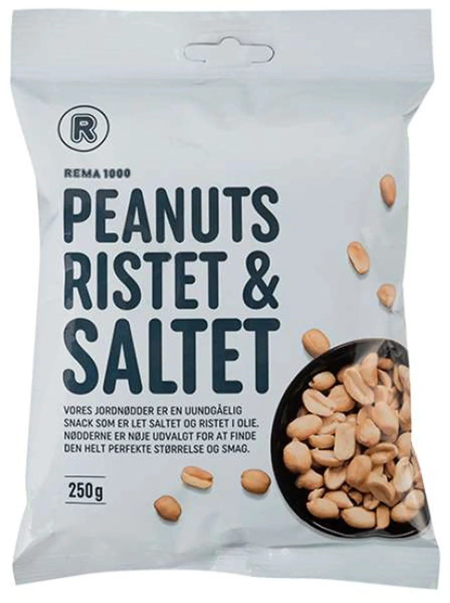 De tilbagekaldte peanuts er 'Rema 1000 Saltede peanuts', 'Rema 1000 Salt & Stærk', og 'Rema 1000 Salt & Sød'. (Foto: REMA 1000)