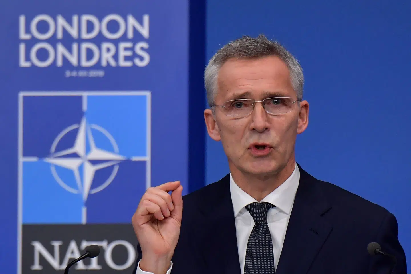 Den vestlige forsvarsalliances norske generalsekretær, Jens Stoltenberg, under Nato-topmødet i London tidligere i december. Nu åbner han op for en dialog med Rusland. Tobias Schwarz/Ritzau Scanpix