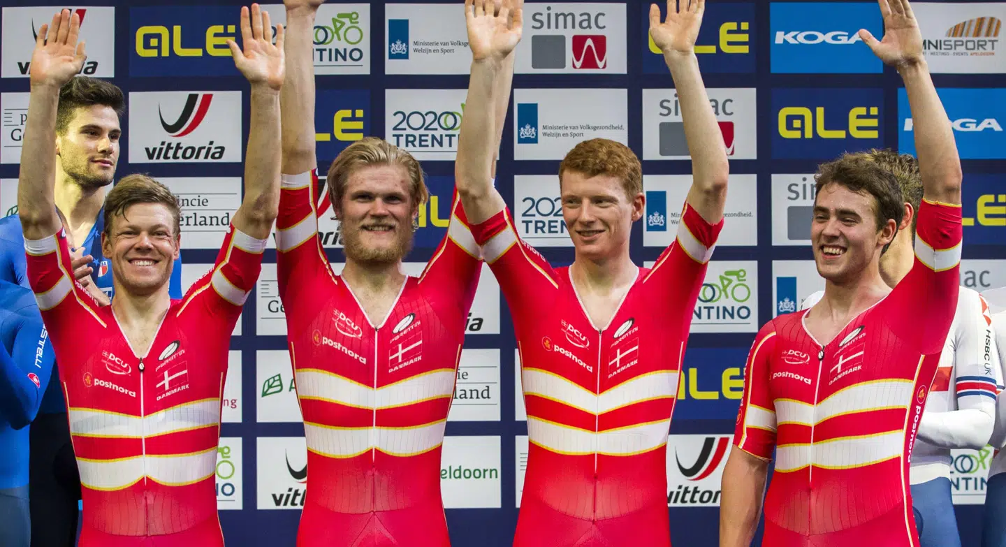 Banelandsholdet. Fra venstre: Lasse Norman Hansen, Julius Johansen, Frederik Madsen og Rasmus Pedersen.