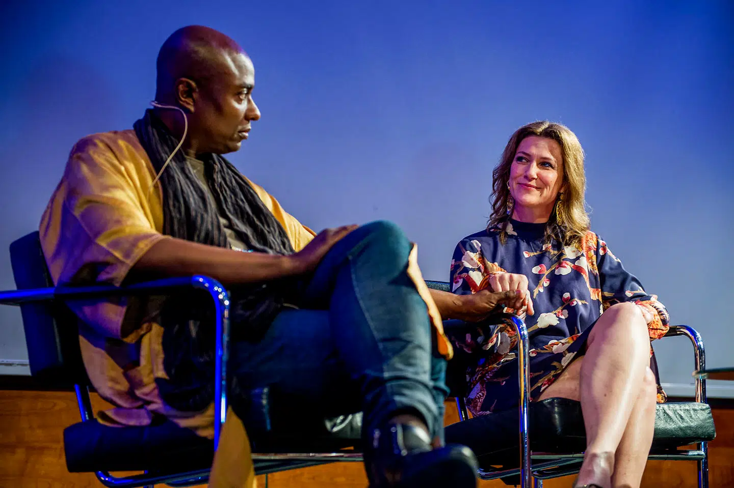 Den norske prinsesse Märtha på scenen med shaman Durek Verrett under en session på Clarion hotel i Stavanger den 20. maj 2019