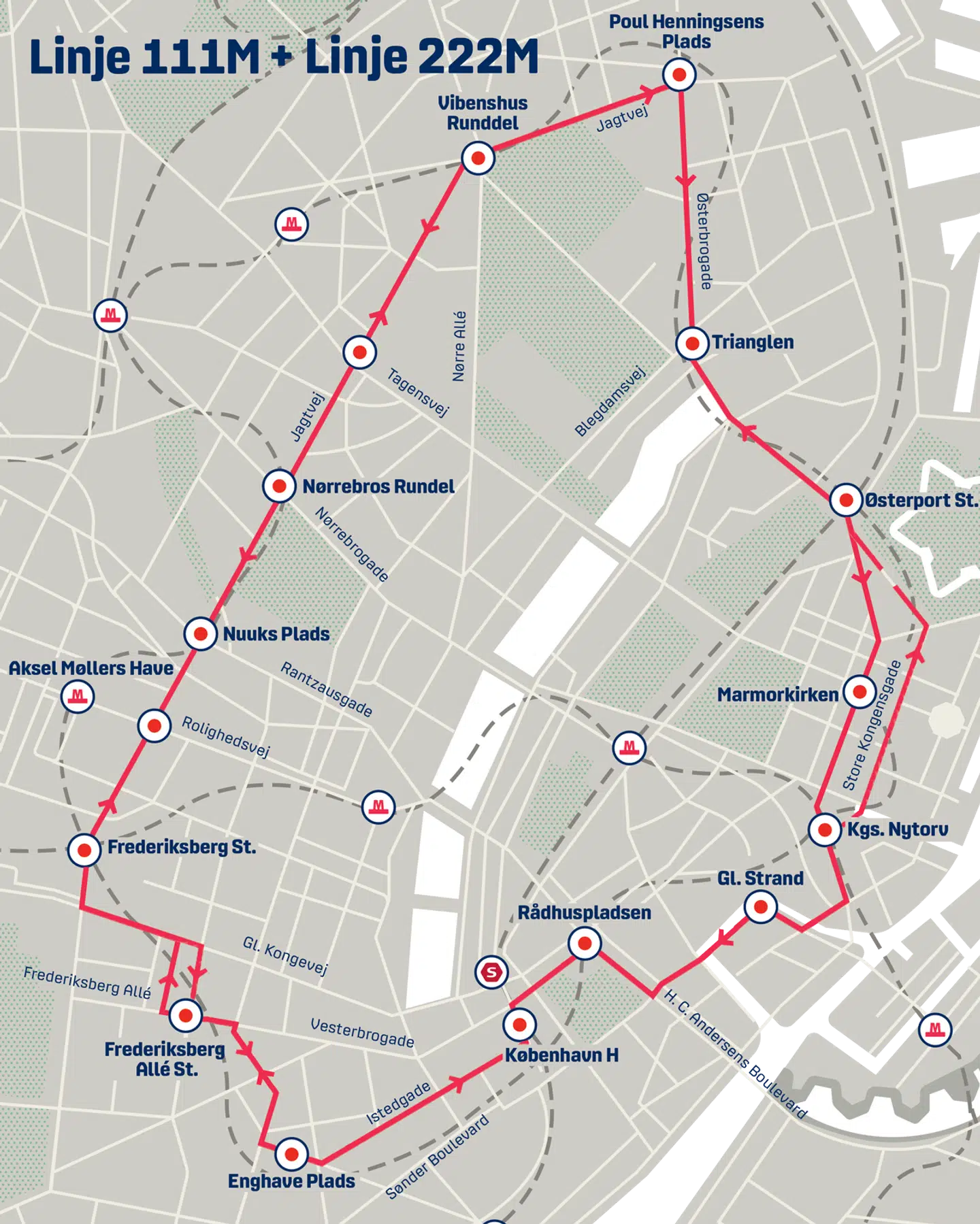 Sådan kommer metrobusserne til at køre, når den nye Cityring M3 lukker helt ned i to uger i januar.