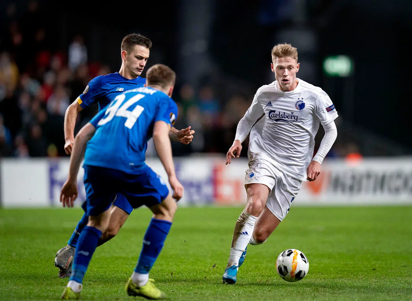 FCKs Viktor Fischer i aktion i Europa League-kampen mod Dynamo Kiev i Parken.