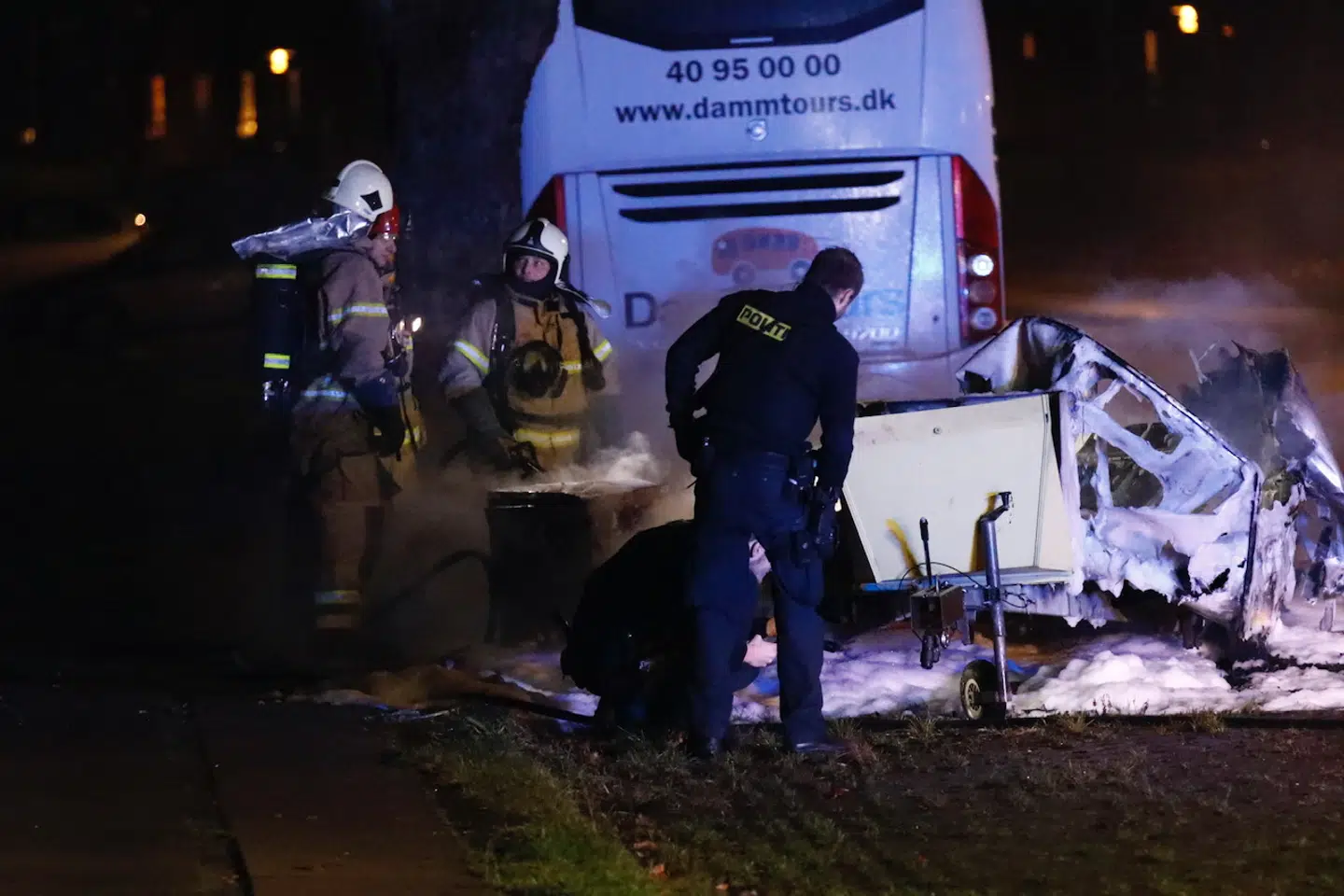Udbrændt campingvogn.