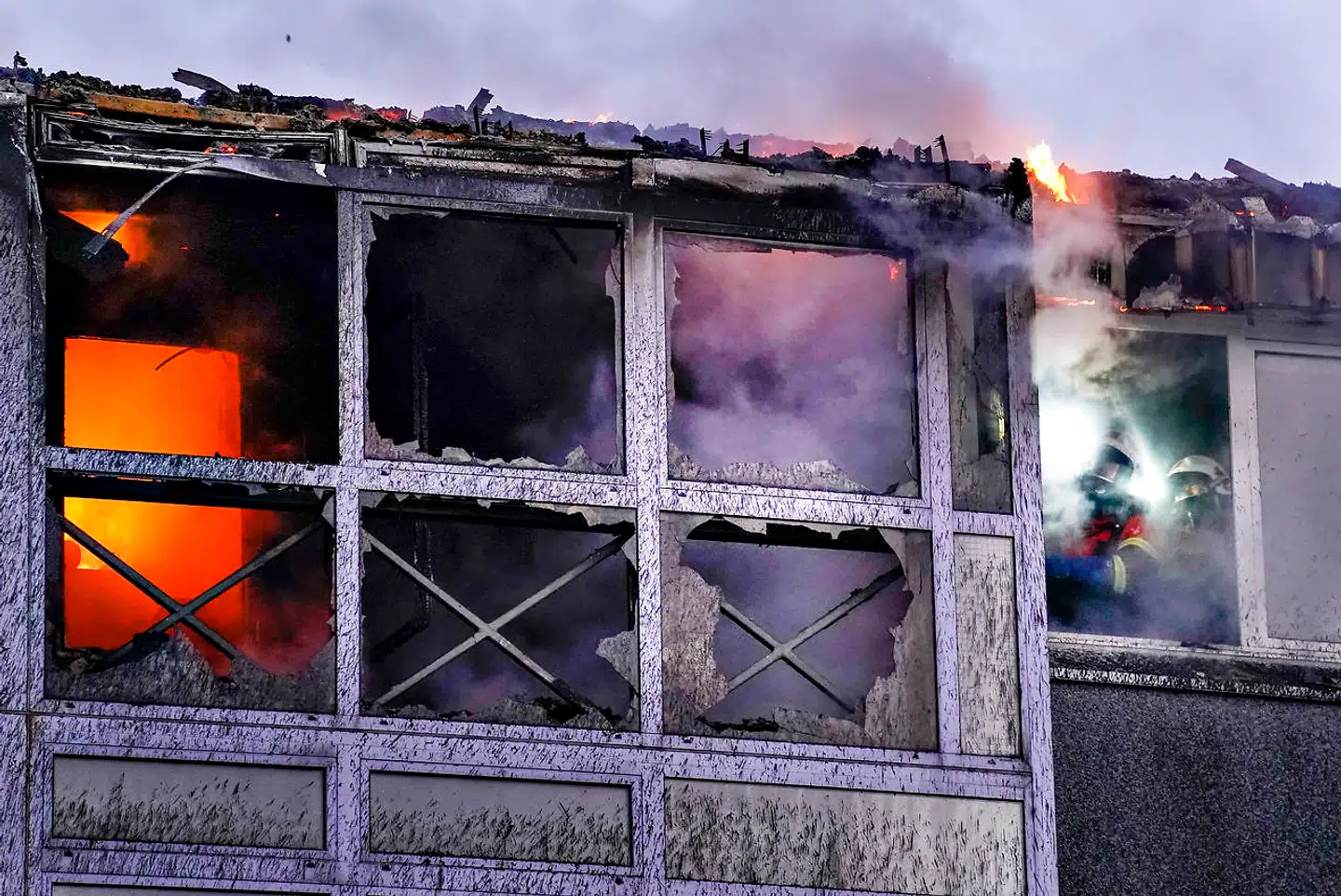 Brand i etageejendom på Stodal i Hobro, 8. december 2019.. (Foto: Henning Bagger/Ritzau Scanpix)