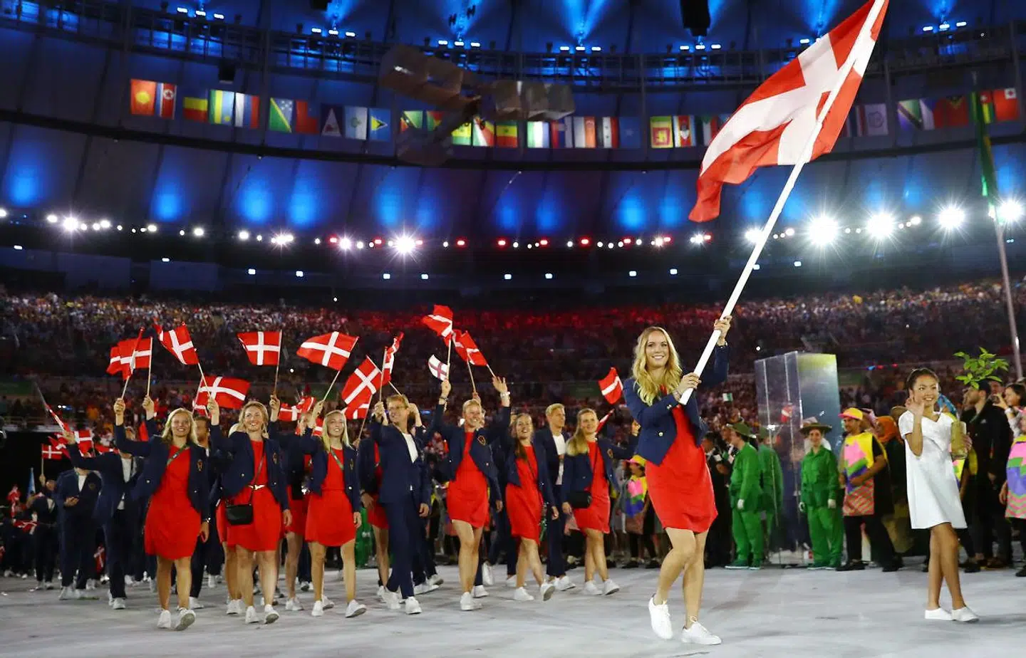 Sidste gang, da der var Ol i Rio, var Caroline Wozniacki fanebærer for Danmark ved åbningsceremonien.