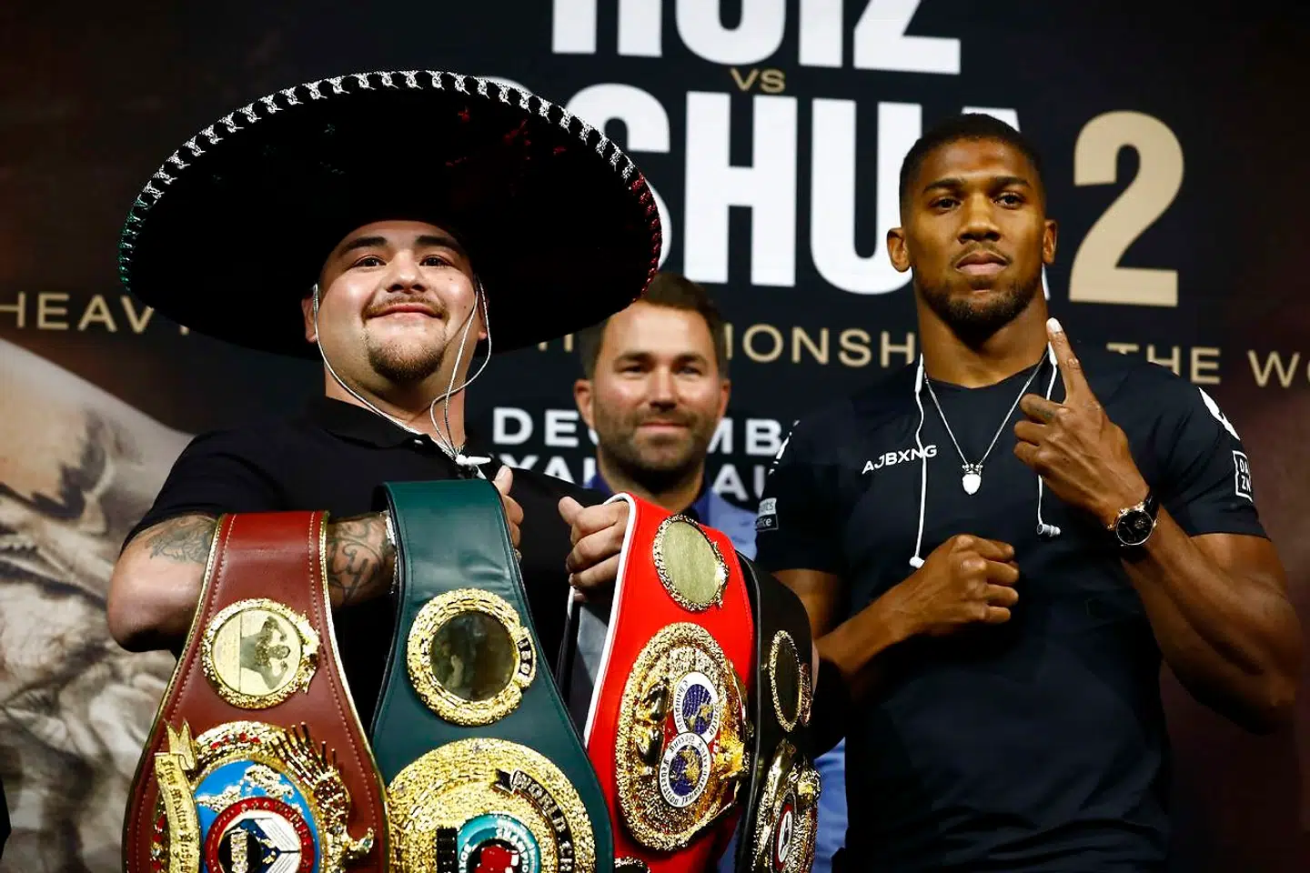 Andy Ruiz og Anthony Joshua mødes om fire VM-bælter i Saudi Arabien. (Jeff Zelevansky/Getty Images/AFP)