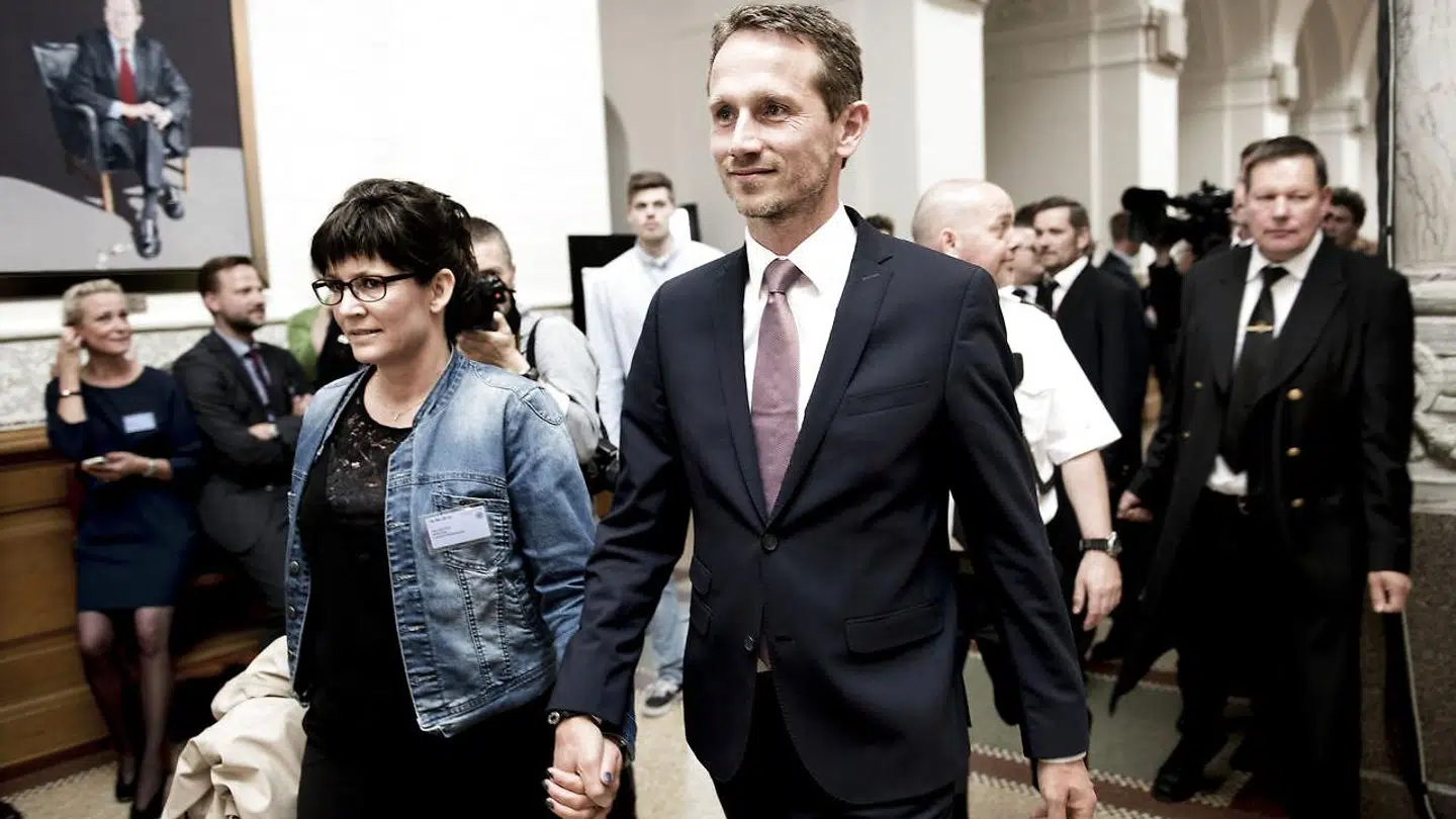 Kristian Jensen med sin kone, Trine Overmark Jensen, på valgdagen i 2015.