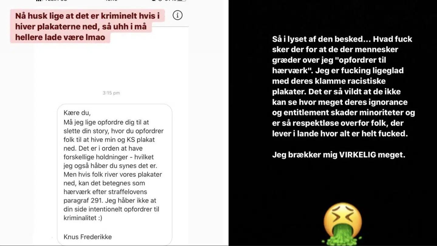 Her giver administratoren af siden sin holdning til kende, efter vedkommende har fået en besked fra Frederikke Werther på Instagram.