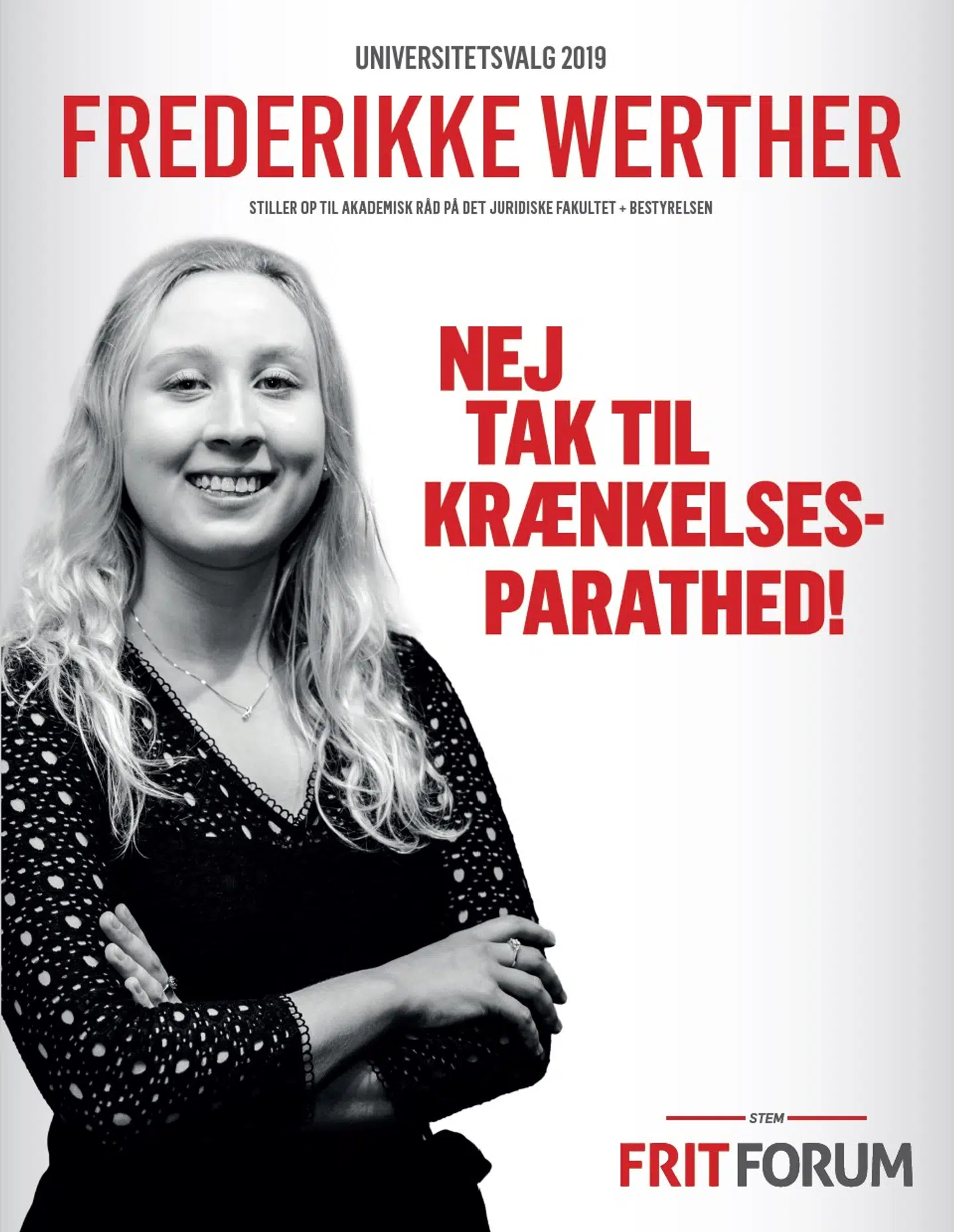 Frederikke Werthers valgplakat.