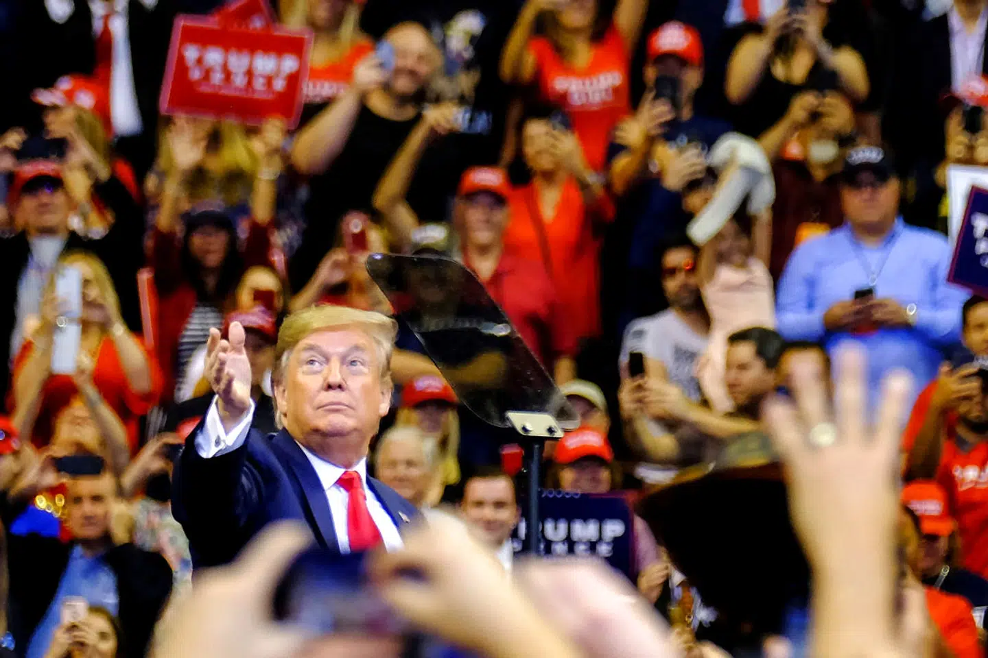 Trump på vælgermødet - et såkaldt rally - hvor han også talte om sit lægebesøg.
