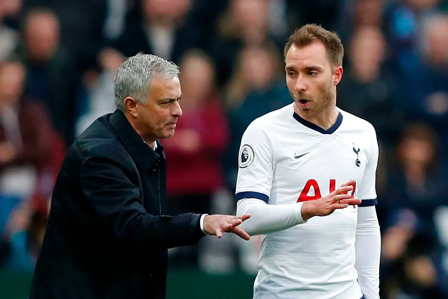 Christian Eriksen skiftes ind af José Mourinho i lørdagens sejr over West Ham.