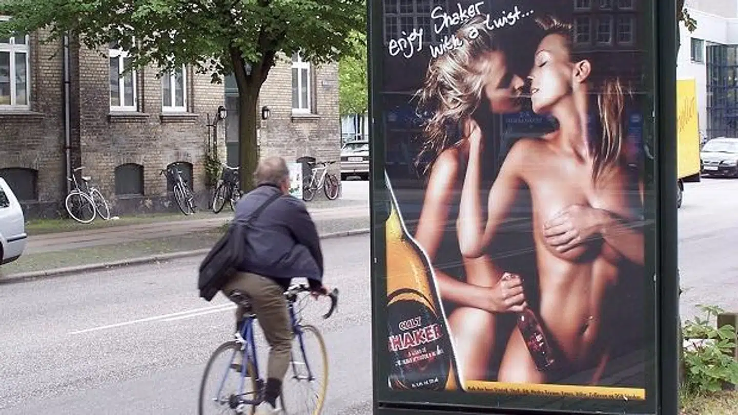 Her ses en af Brian Sørensens kontroversielle reklamer, som har givet ham en del omtale gennem tiden. (Foto: Scanpix)
