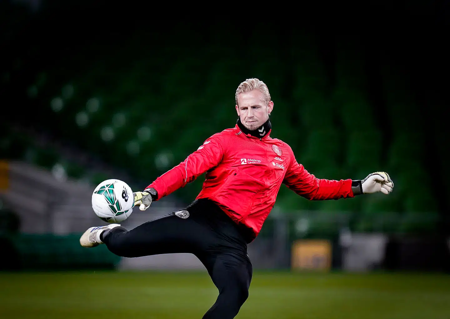 Kasper Schmeichel under træningen på Aviva Stadium i Dublin søndag den 17 november 2019. (Foto: Liselotte Sabroe/Scanpix 2019)