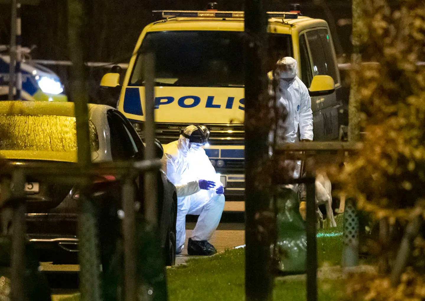 Svenske kriminalteknikere arbejder i Hyllie i Malmø natten til fredag.